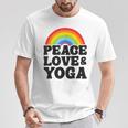 Peace Love & Yoga Regenbogen Hippie Retro Yoga T-Shirt Lustige Geschenke