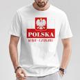 Polska Bialo-Czerwoni Polnische Flagge Polnisches Emblem Weißer Adler T-Shirt Lustige Geschenke