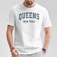 Queens New York Ny Vintage Varsity Sports Navy T-Shirt Unique Gifts