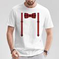 Red Buffalo Plaid Bow Tie And Suspenders T-Shirt Unique Gifts