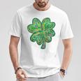 Shamrock Sequin Effect St Patrick's Day Four Leaf Clover T-Shirt Funny Gifts