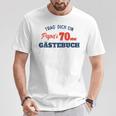 Trag Dich Ein Papas 70 Gästebuch Papa Geschenk Geburtstag Mit-Ausschnitt T-Shirt Lustige Geschenke