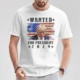 Wanted Donald Trump For President 2024 Trump Shot Flag T-Shirt Unique Gifts