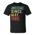 44 Years Old Awesome Since May 1980 44Th Birthday T-Shirt