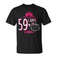 I Am 59 Plus 1 Middle Finger Pink Crown 60Th Birthday T-Shirt