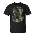 8Th Birthday Army Birthday Party 8 Years Old Camo Number 8 T-Shirt