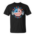 America Vibes Happy Face Smile American Flag 4Th Of July T-Shirt
