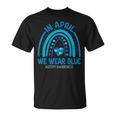 In April We Wear Blue Autism Awareness Puzzle Rainbow T-Shirt