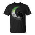 Aromantic Moon Space Cat Aro Pride Flag Lgbt Subtle Asexual T-Shirt
