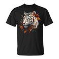 Arte De Tigre Otoño Hojas Zoo Animal Tigre Camiseta unisex