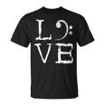 Bass Clef Creepy Love Bass Guitar Player Bass Guitarist T-Shirt