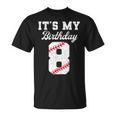 Birthday Boy 8 Baseball Its My 8Th Birthday Boys Girls T-Shirt