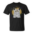 Boho Mystical Feathers Cat Moon Phases Cats Lovers T-Shirt