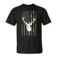 Camo Deer American Flag Graphic Hunting Men Dad Boys T-Shirt
