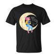 Celestial Cat And Girl Reading Book Read Moon T-Shirt