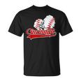 Cincinnati Cities Baseball Heart Baseball Fans Women T-Shirt