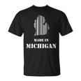 Cool Barcode State Map Made In Michigan T-Shirt