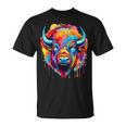 Cooles Bison-Kopf- Mit Hellen Farben T-Shirt