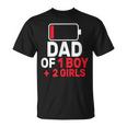 Dad Of 1 Boy And 2 Girls Low Battery Father's Day Dad T-Shirt