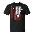 Dada Daddy Dad Bruh American Flag Baseball Coach Fathers Day T-Shirt