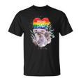 Damen Lgbt Pride Daddy Koala Bär Regenbogen Stolz Papaatertag Mit-Ausschnitt T-Shirt