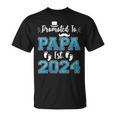 Damen New Dad Promoted To Papa Est 2024 Schwangerschaftsankündigung Mit-Ausschnitt T-Shirt