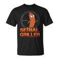 Damen Serial Griller Grillenatertag Grill Herrentag Papa Mit-Ausschnitt T-Shirt