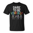 Dare To Be Yourself Autism Awareness Dabbing Skeleton T-Shirt