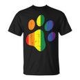 Dog Paw Print Lgbtq Rainbow Flag Gay Pride Ally Dog Lover T-Shirt