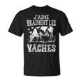 Drôle Cadeau Animal De Ferme J'aime Vraiment Les Vaches T-Shirt
