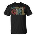 Drummer Girl Retro Vintage Drumming Musician Percussionist T-Shirt