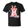 Easter Bunny Spring Pig Bow Egg Hunting Basket Colorful T-Shirt