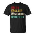 Eat Sleep Stream Repeat Streaming Gaming Streamer Vintage T-Shirt