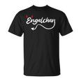 Engelchen Schriftzug Schwarzes T-Shirt mit Herzmotiv, Liebe Design