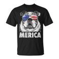 English Bulldog 4Th Of July Merica Usa Flag Retro T-Shirt