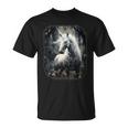 Fantasy White Unicorn Standing In A Forest T-Shirt