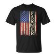 Farmer Tractors Usa American Flag Patriotic Farming Men T-Shirt