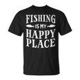 Fishing Is My Happy Place Fisherman Vintage Look T-Shirt