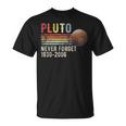 Never Forget Pluto Estilo Retro Divertido Espacio Divertido Ciencia Divertida Camiseta unisex