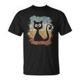 Funky Vintage Retro Cat Silhouette Black T-Shirt