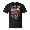 Dachshund Tattoo I Love Dad Fathers Day Patriotic T-Shirt