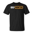 GILF Hunter Schwarzes T-Shirt, Lustiges Design in Gelb und Weiß