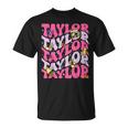 Girl Retro Taylor First Name Personalized Birthday Groovy T-Shirt