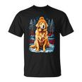 Golden Retriever In Winter Hat Happy Golden Retriever T-Shirt