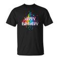 Happy Birthday Regenbogenfarbe Splash Neon Rot Orange Blau Top T-Shirt