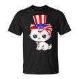 Happy July 4Th Usa Flag Cat Dad-Dy Mom-My Boy Girl T-Shirt