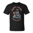 Happy Living Skeleton Reaper Flamingo Pool Float T-Shirt