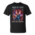 Heart Of Wolf Soul Of A Dragon Cool Dragon Wolf Warrior T-Shirt