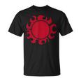 Herren T-Shirt Rotes Tribal-Sonnenmotiv, Grafiktee Schwarz