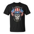 Independence Day 4Th July Usa Flag America Liberty Skull T-Shirt